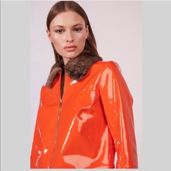 Staud Faux Patent Leather Jacket With 
